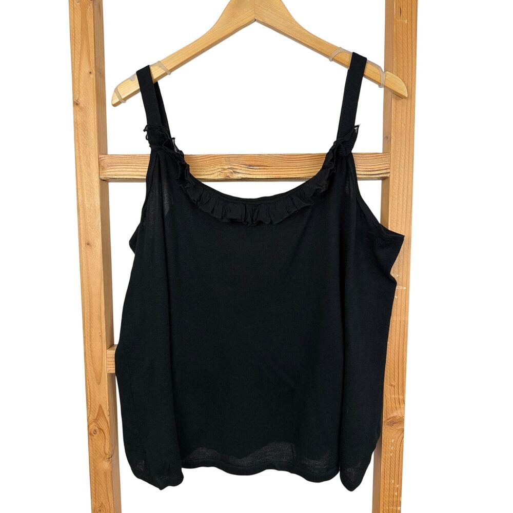 Magaschoni Collection Salon Z Black Sleeveless Ruffled Tank Top 2X